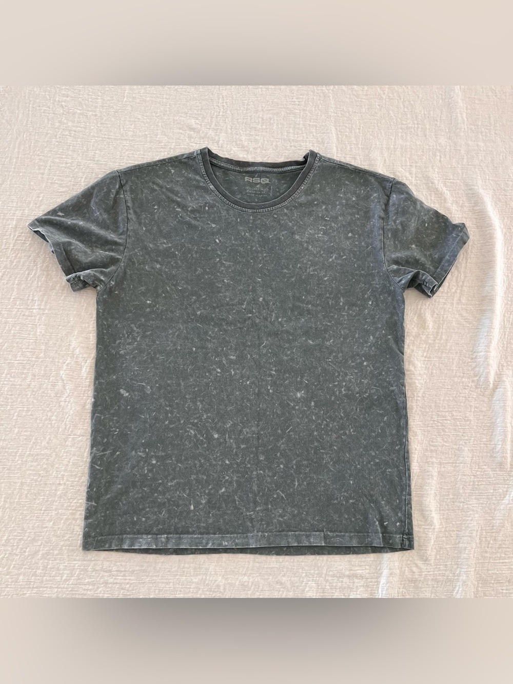 RSQ Men’s Mineral Wash Crew Tee - Charcoal Grey